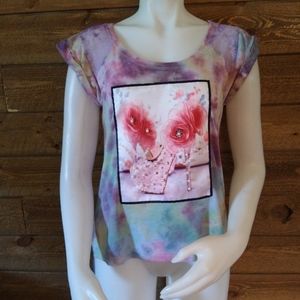 Wet Seal Customized Tie Dye Top with Patch